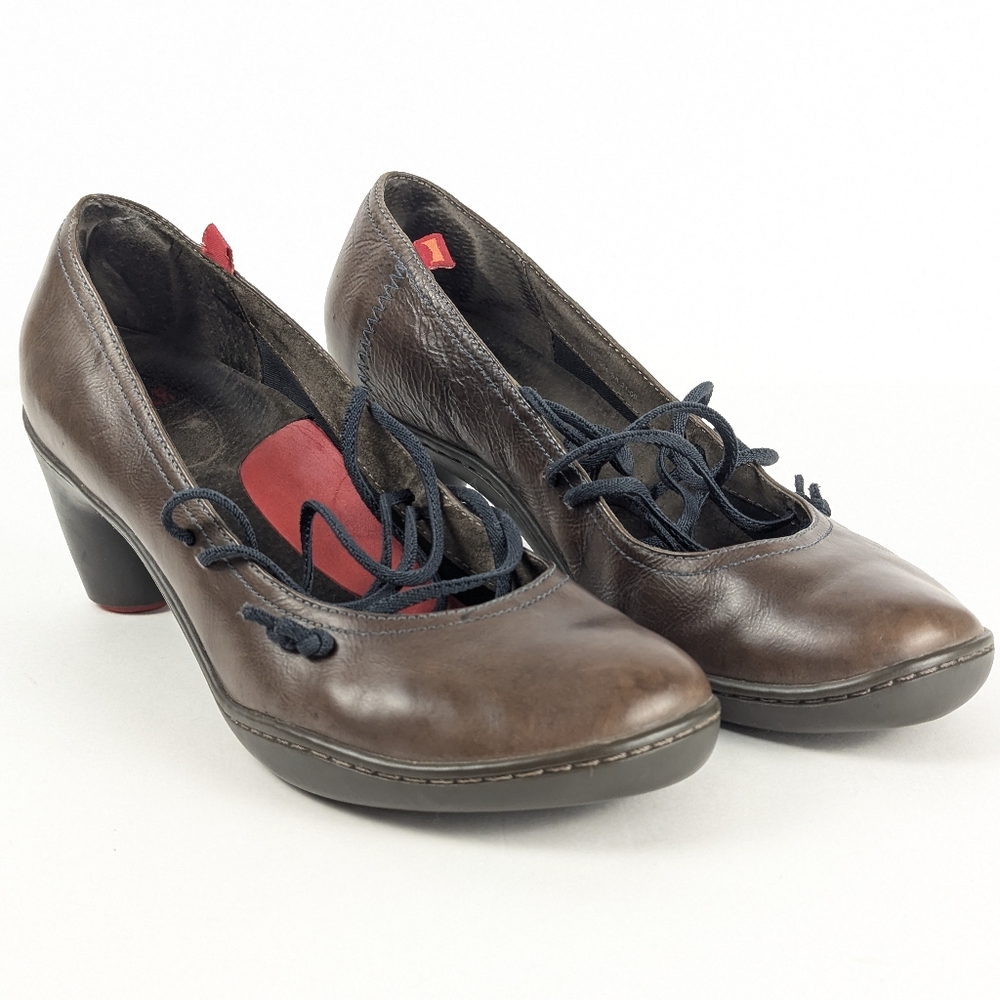 Camper Leather Nara Comfort Heel Brown Size 39